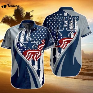 Dallas Cowboys Vintage US Flag Graphic Hawaiian Shirt