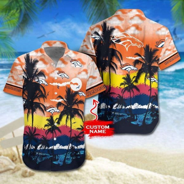 Denver Broncos Hawaiian Shirt Premium Hawaiian Shirt Custom Name Hawaiian Shirt