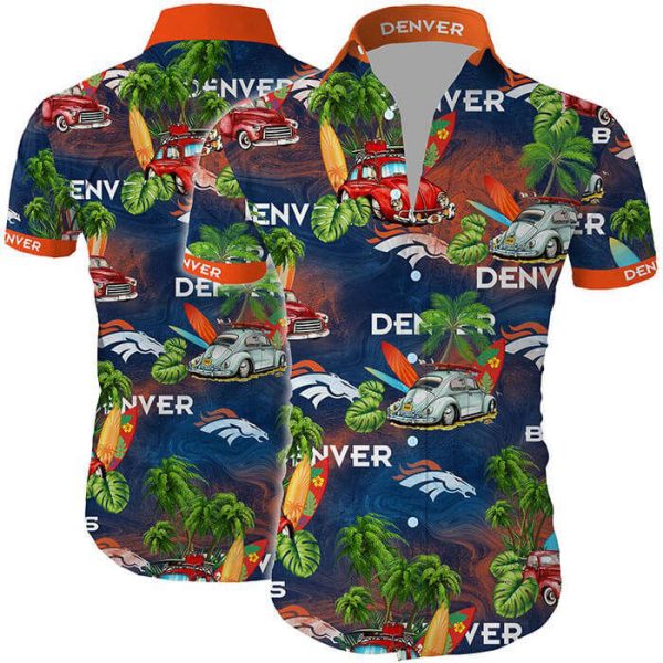 Denver Broncos Tropical Flower Short Sleeve Hawaiian Shirt