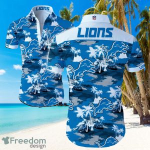 Detroit Lions Logo Light Shirt Hawaiian Summer Beach Shirt Full Print