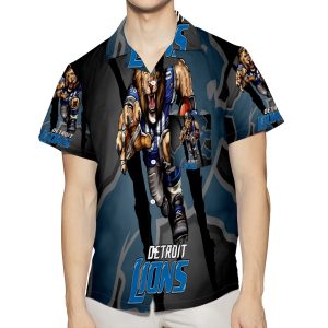 Detroit Lions Mascot  3D All Over Print Summer Beach Hawaiian Shirt With Pocket