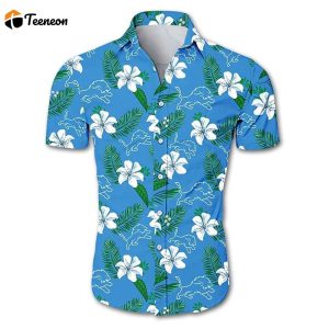 Detroit Lions Tropical Flower Hawaiian Shirt White Men Women Beach Wear Short Sleeve Hawaii Shirt