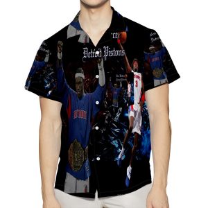 Detroit Pistons Ben Wallace1 3D All Over Print Summer Beach Hawaiian Shirt With Pocket