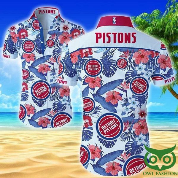 Detroit Pistons Pink And Blue Floral Hawaiian Shirt