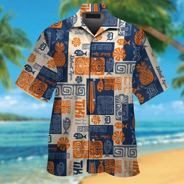 Detroit Tigers Short Sleeve Button Up Tropical Aloha Hawaiian Shirt Set for Men Women Gift for Fans