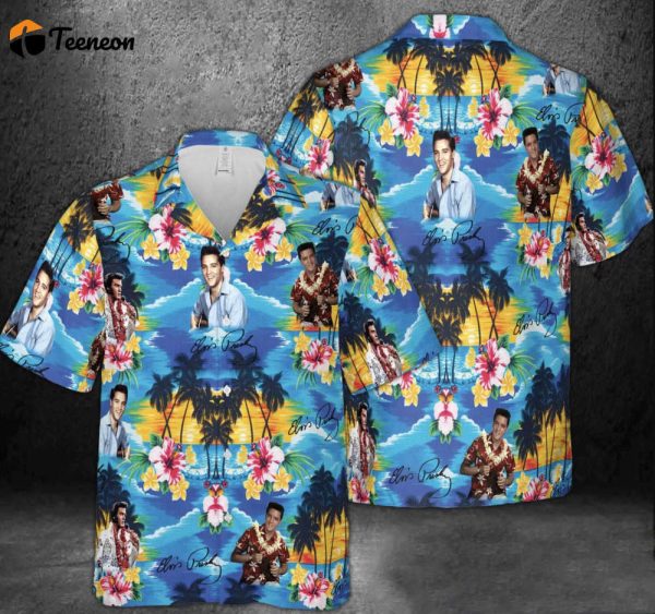 Elvis Presley Hawaiian Shirt Elvis Hawaiian Shirt Aloha Summer Tee Tropical Button Shirt