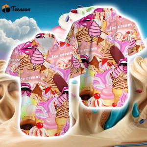 Ice Cream Color Pink Hawaiian Shirt