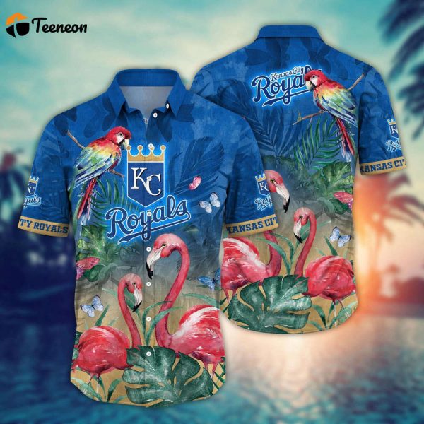 MLB Kansas City Royals Hawaiian Shirt Flower Pink Crane Pattern For Fans