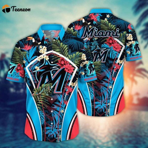 MLB Miami Marlins Hawaiian Shirt Flower Strike A Style Pose For Fans