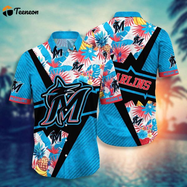 MLB Miami Marlins Hawaiian Shirt Flower Swing Into Sunset For Fans