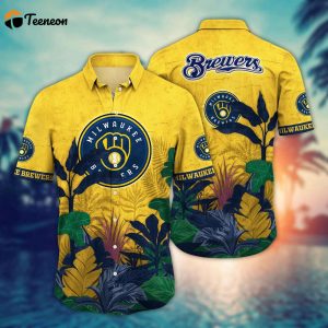 MLB Milwaukee Brewers Hawaiian Shirt Flower Tropical Trees Pattern For Fans