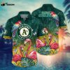 MLB Oakland Athletics Hawaiian Shirt Flower Pink Crane Pattern For Fans