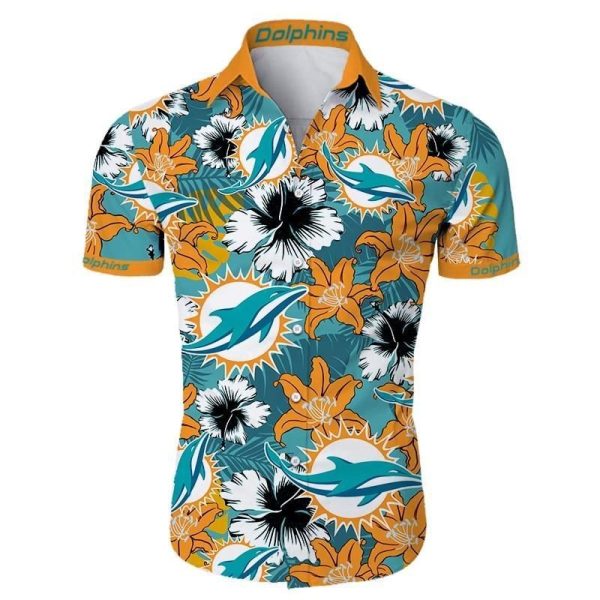 Miami lphins Tropical Flower Hawaiian Shirt Gift For Men And Women