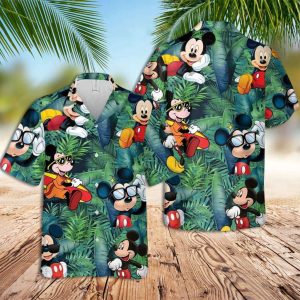 Mickey Mouse Hawaiian Shirt Mickey Green Forest Hawaiian Shirt