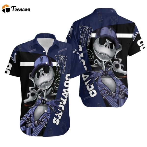 Monster Energy Logo Jack Skellington Dallas Cowboys 3D Hawaiian Shirt