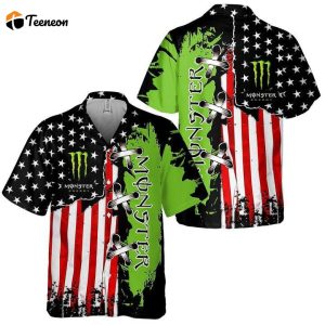 Monster Energy Usa Flag Hawaiian Shirt For Men Women