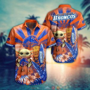 NCAA Boise State Broncos Baby Yoda Orange Blue Hawaiian Shirt Men & Women Aloha Shirt