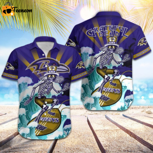 NFL Baltimore Ravens Grateful Dead Violet Hawaiian Shirt