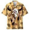 Native American Buffalo With Feathers Pattern Hawaiian Shirt