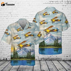 Navy Stearman Biplane Pocket Hawaiian Shirt Gift for Dad Father Days