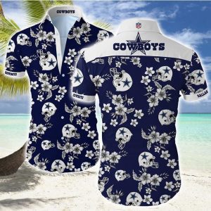 Nfl Dallas Cowboys floral helmet Hawaiian Shirt