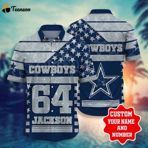 Personalized Dallas Cowboys Us Flag Background Hawaiian Shirt