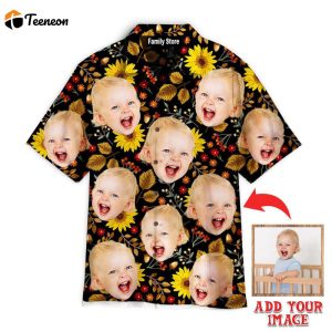 Personalized Funny Face Autumn Sunflowers Thanksgiving Hawaiian Shirt