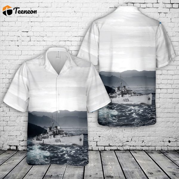 Royal Canadian Navy HMCS Agassiz K129 Flower-class corvettes In WWII Hawaiian Shirt Gift for Dad Father Days