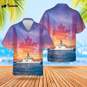 Royal Canadian Navy  RCN HMCS Huron DDG 281 Iroquois-class Guided Missile Destroyer Hawaiian Shirt Gift for Dad Father Days