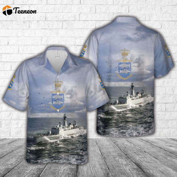 Royal Danish Navy Kongelige Danske Marine – Corvette F 355 HDMS Olfert Fischer Hawaiian Shirt Gift for Dad Father Days