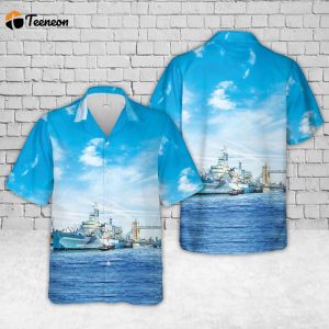 Royal Navy HMS Belfast Museum Ship Hawaiian Shirt Gift for Dad Father Days