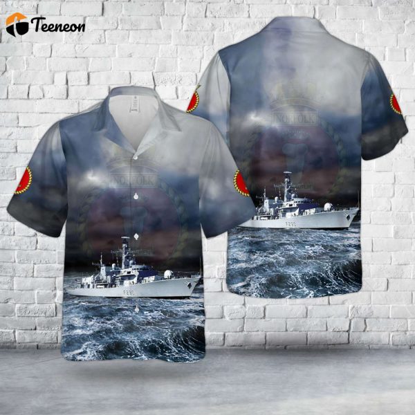 Royal Navy HMS Norfolk (F230) Type 23 frigate Hawaiian Shirt Gift for Dad Father Days