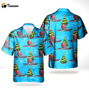 Royal New Zealand Navy RNZN HMNZS Wellington (P55) Christmas Hawaiian Shirt Gift for Dad Father Days