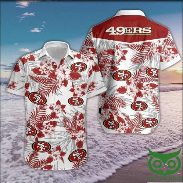 San Francisco 49ers Floral Red And White Hawaiian Shirt