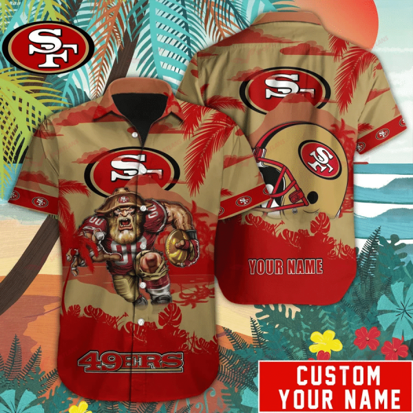 San Francisco 49ers Hawaiian Shirt Mascot Customize Your Name