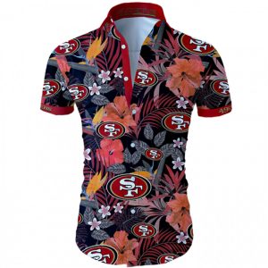 San Francisco 49ers Hawaiian Shirt Tropical Flower