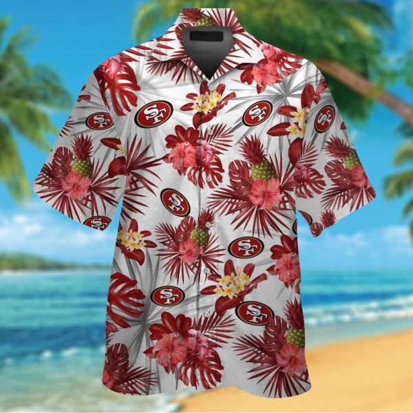 San Francisco 49ers Short Sleeve Button Up Tropical Aloha Hawaiian Shirt Set for Men Women Gift for Fans