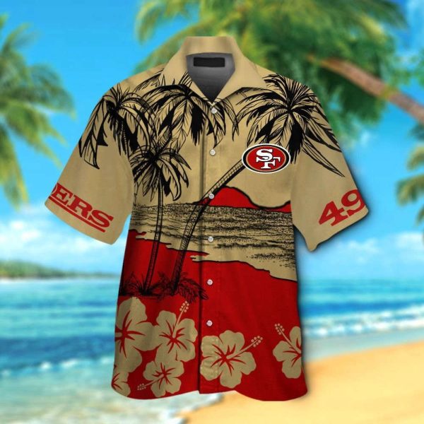 San Francisco 49ers Short Sleeve Button Up Tropical Aloha Hawaiian Shirt Set for Men Women Gift for Fans