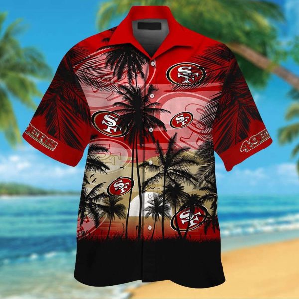 San Francisco 49ers Short Sleeve Button Up Tropical Aloha Hawaiian Shirts Shirt Hawaiian Shirt Set for Men Women Kids