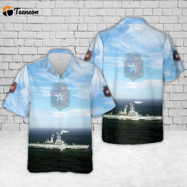 Stylish US Navy USS Texas CGN-39 Hawaiian Shirt: Perfect Father s Day Gift!