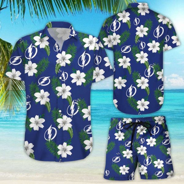 Tampa Bay Lightning Hawaiian Shirt Floral Button Up Slim Fit Body