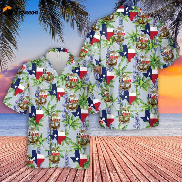 US NAVY Senior Chief Texas style anchor Hawaiian Shirt Gift for Dad Father Days