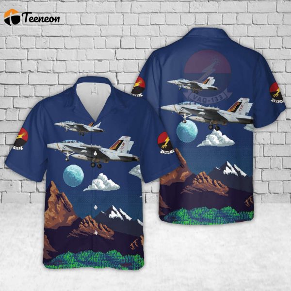 US Navy Boeing EA-18G Growler Of Electronic Attack Squadron 133 (VAQ-133) Wizards Hawaiian Shirt Gift for Dad Father Days