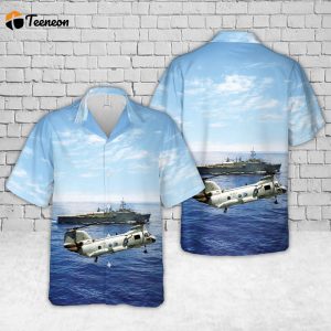 US Navy CH-46 Sea Knight Of Helicopter Combat Support Squadron Eleven (HC-11) Hawaiian Shirt Gift for Dad Father Days