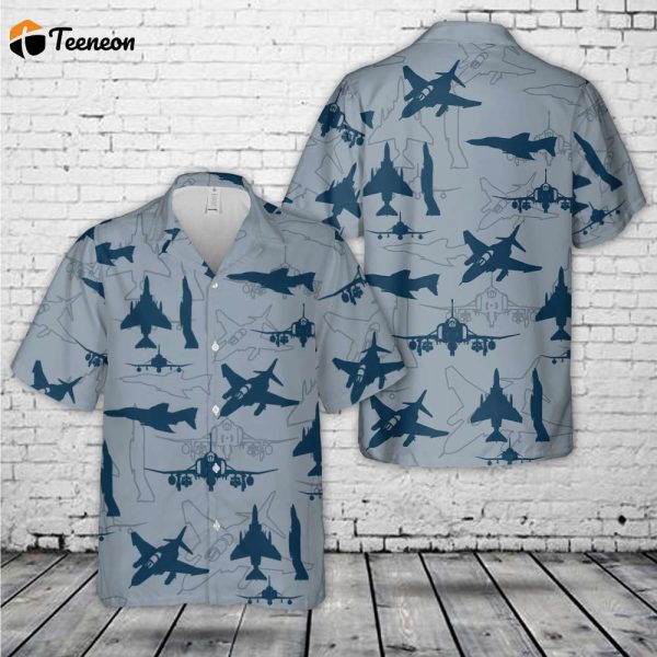 US Navy McDonnell Douglas F-4 Phantom II Aircraft Silhouettes Hawaiian Shirt Gift for Dad Father Days