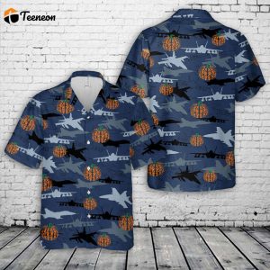 US Navy McDonnell Douglas F/A-18 Hornet Silhouettes Pumpkin Hawaiian Shirt Gift for Dad Father Days