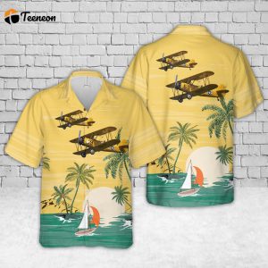 US Navy Naval Aircraft Factory N3N-3 Yellow Peril Hawaiian Shirt Gift for Dad Father Days