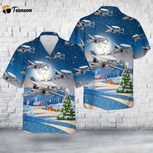 US Navy Northrop Grumman E-2 Hawkeye Christmas Hawaiian Shirt Gift for Dad Father Days