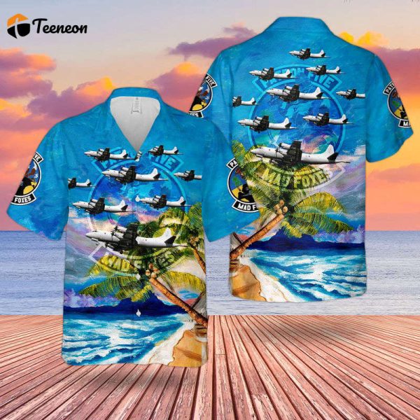 US Navy P-3 Orion Of Patrol Squadron FIVE VP-5 “Mad Foxes” Hawaiian Shirt Gift for Dad Father Days