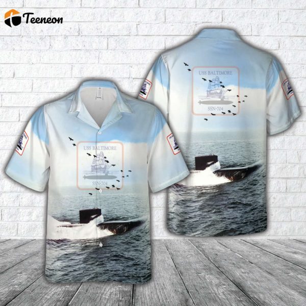 US Navy USS Baltimore (SSN-704) Hawaiian Shirt Gift for Dad Father Days